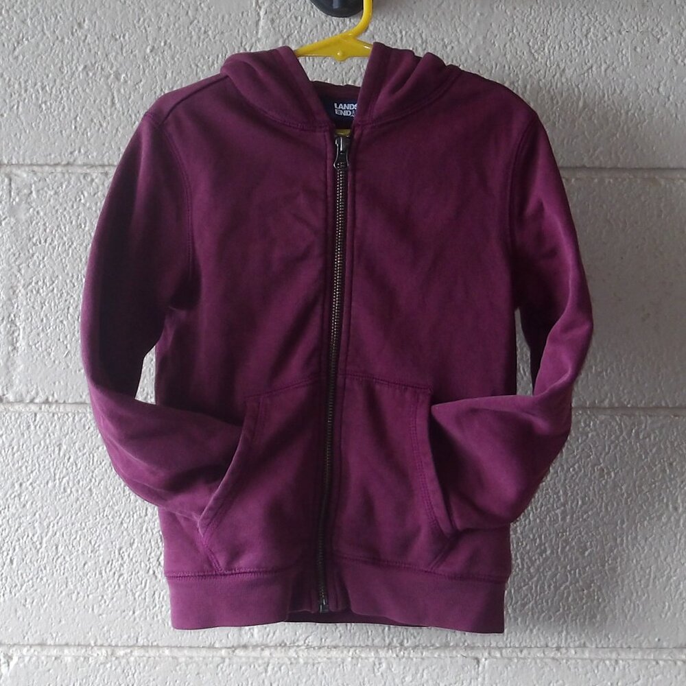 Lands End Kid Zip Front Sweatshirt Burgundy Size 4-5 XS Pre-Owned Good Condition